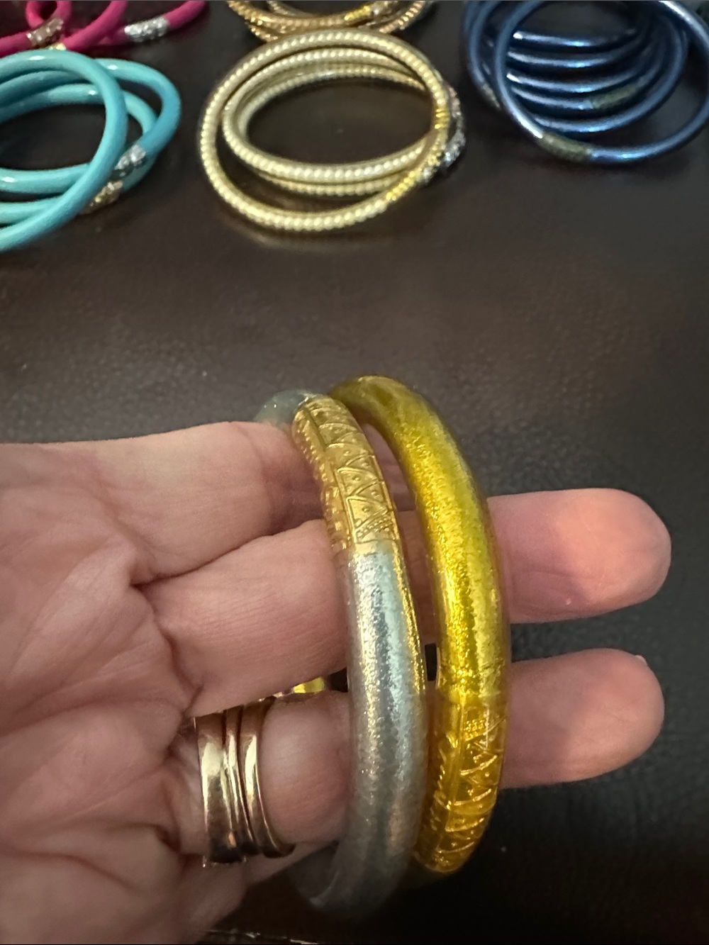 Women's Multicolor Metal and Enamel Bangle Bracelet Set - Picture 13 of 14
